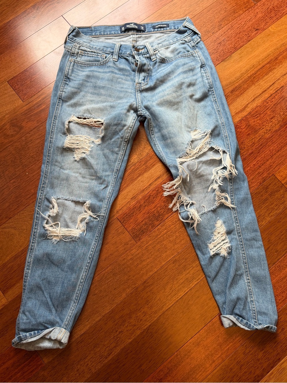 Hollister Light Blue Distressed Boyfriend Jeans
